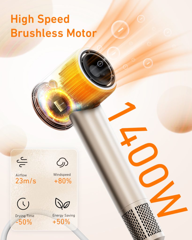 Maxodo Hair Dryer with High Speed Brushless Motor