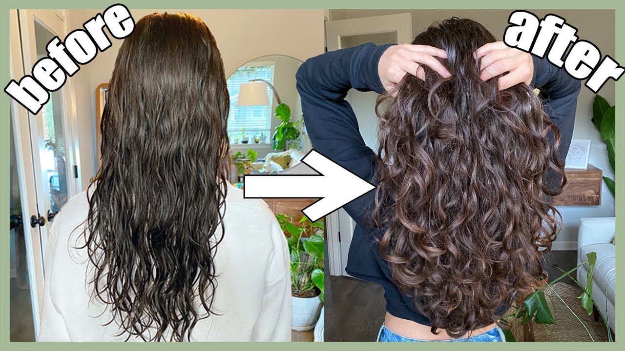 comparison of curly hair before and after care