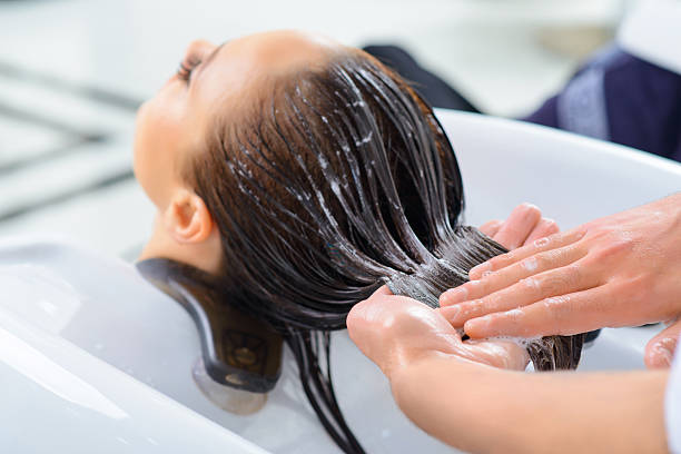 woman washing her hair