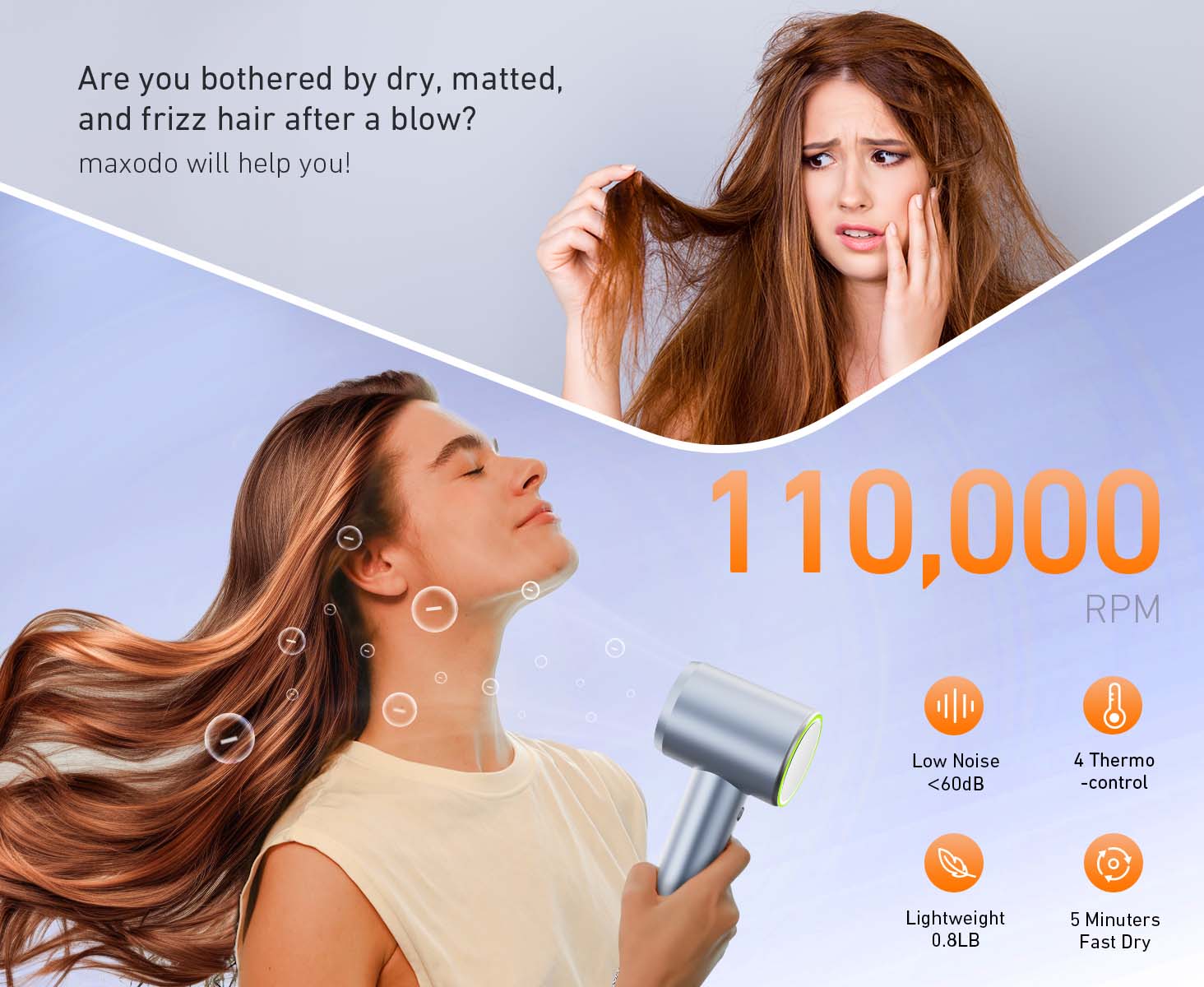 Hair care properties of maxodo hair dryer