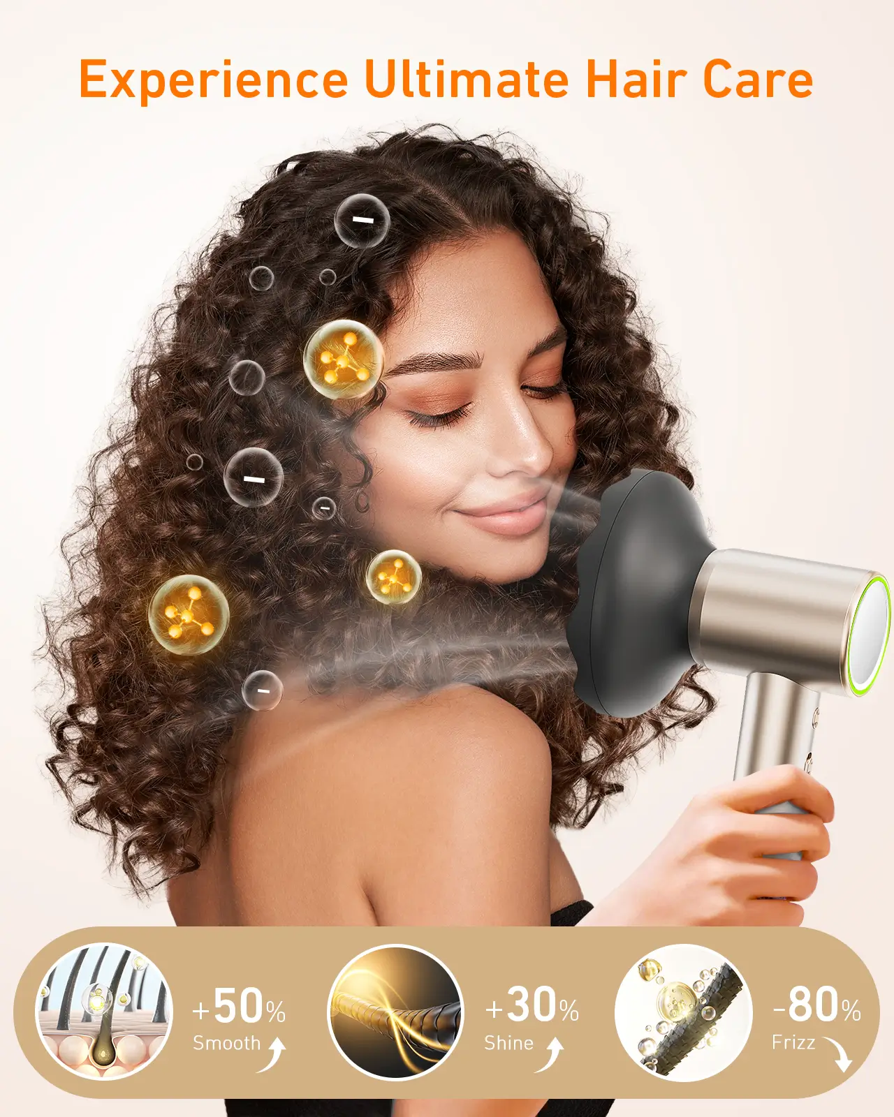 Maxodo Champagne Hair Dryer with Diffuser